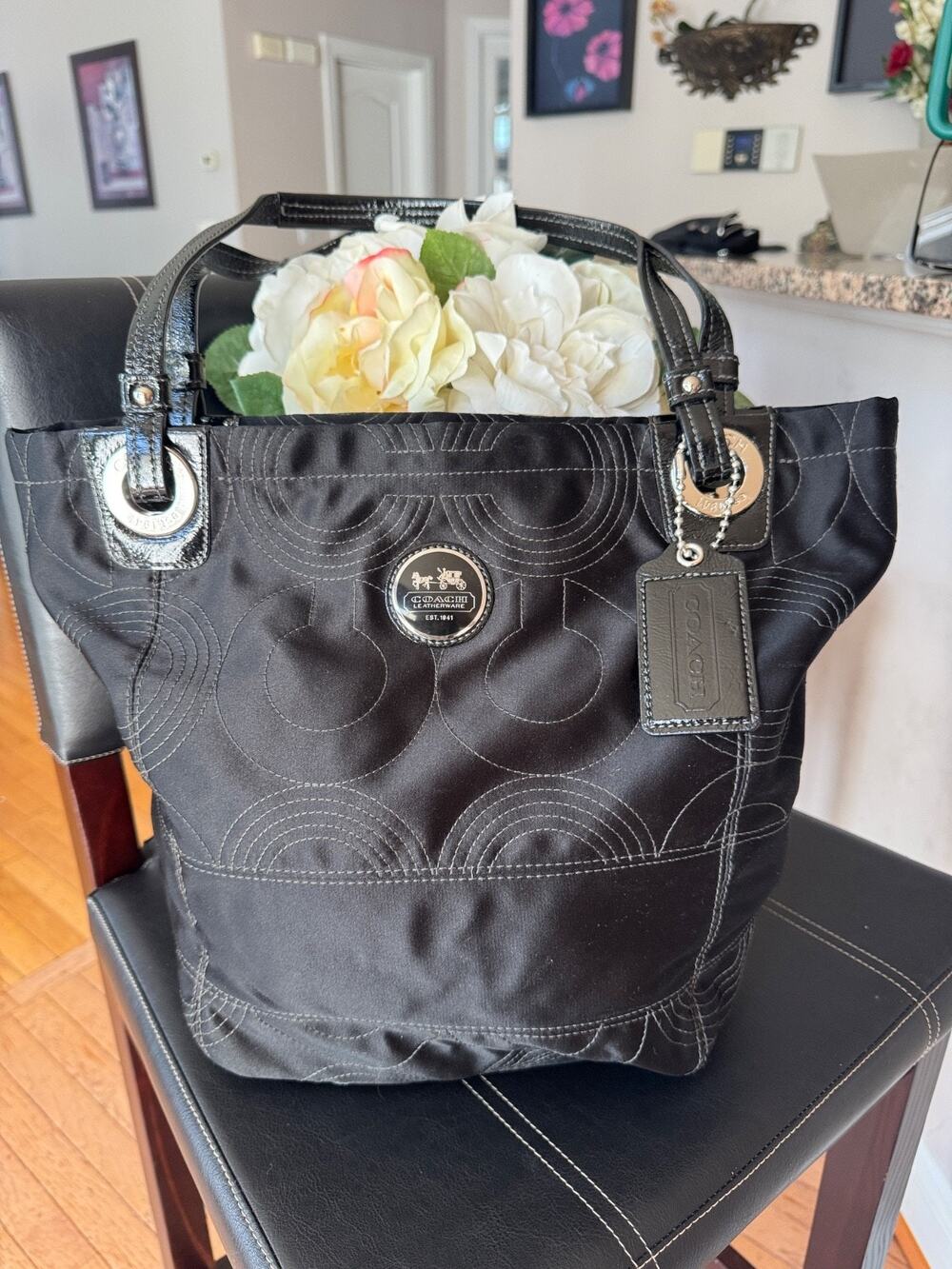 Coach Alex Quilted Tote 14276 Purse Hand Bag Tote Black (3000